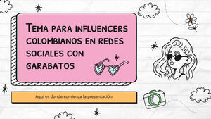 Thème Doodle des médias sociaux de l'influenceur colombien
