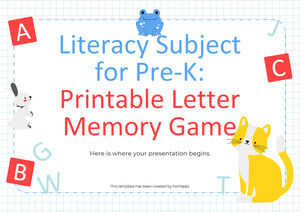 Materia de alfabetización para Pre-K: Juego de memoria de letras imprimible