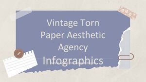 Infographie de l'agence d'esthétique de papier déchiré vintage