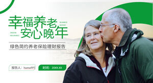 绿色简洁的养老保险财务报告ppt模板