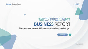 Unduh gratis template PPT untuk laporan ringkasan kerja dengan latar belakang segitiga hijau biru yang sangat sederhana