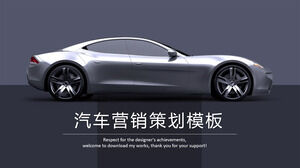 Modelo de PPT de planejamento de vendas de carros com fundo de carro esportivo cinza prateado