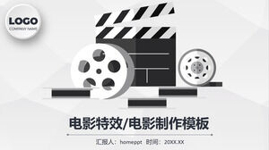 Șablon PPT cu temă de film pentru film alb-negru și fundal pentru placa de înregistrare