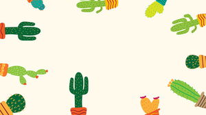 Four cartoon cactus PPT background images for free download