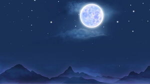Quatro imagens de fundo azul do céu noturno e da lua PPT