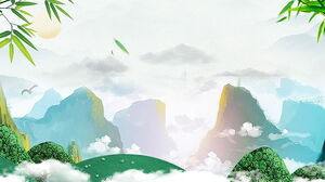 Baiyun Piaomiao, verde, verde, verde, munte, bambus, imagine de fundal PPT
