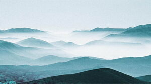 Üç mavi atmosferik dağ PPT arka plan resimleri