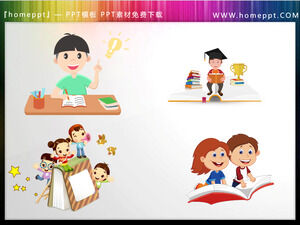 Download four cartoon children's PPT materials for reading and homework