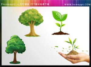 Cartoon Tree Sprout Holding Plant PPT Materiał do pobrania