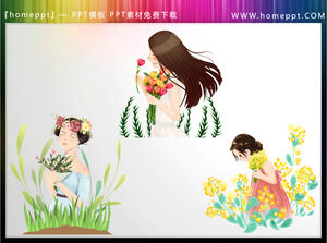 Fünf exquisite farbenfrohe Illustrations-PPT-Materialien für Mädchen herunterladen
