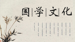 미니멀한 잉크와 대나무 배경으로 중국 전통 문화를 주제로 한 파워포인트 템플릿 다운로드