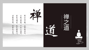 Șablon PPT alb-negru în stil clasic chinezesc Zen care înseamnă calea Zen