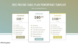 Template Powerpoint Gratis untuk Paket Tabel Harga Sederhana