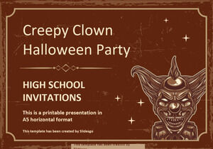 Invitaciones de la escuela secundaria de la fiesta de Halloween del payaso espeluznante