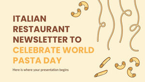 Boletim do Restaurante Italiano para Comemorar o Dia Mundial da Massa