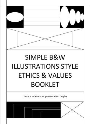 Ilustrații simple alb și negru Broșură de etică și valori stil