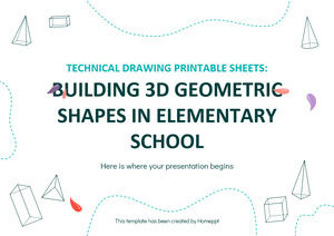 기술 도면 인쇄용 시트: 초등학교에서 3D 기하학적 모양 만들기