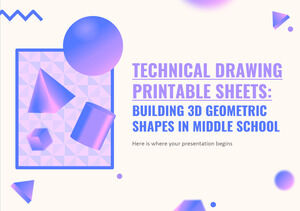 技術図面の印刷用シート: 中学校での 3D 幾何学的形状の構築