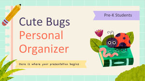 Organizador personal Cute Bugs para estudiantes de prekínder