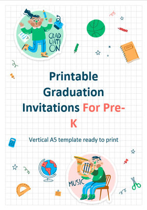 คำเชิญสำเร็จการศึกษาที่พิมพ์ได้สำหรับ Pre-K