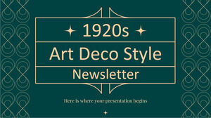 Buletin informativ în stilul Art Deco al anilor 1920
