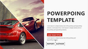 赤いスポーツカーの背景を持つヨーロッパとアメリカのビジネスPPTテンプレートの無料ダウンロード