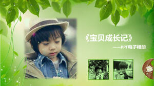 Zielony i świeży szablon PPT elektronicznego albumu fotograficznego dla dzieci "Baby Growth".