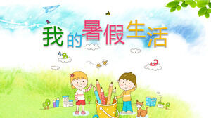 Cartoon handgezeichnete PPT-Vorlage für das Fotoalbum "My Summer Life" für Kinder