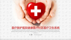 Descărcați un șablon PPT cu tematică medicală cu un fundal de inimă roșie în mână