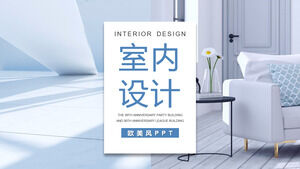 Faça o download do modelo PPT para design de interiores europeu em tons frios