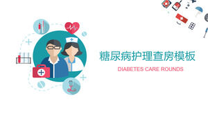 Download the PPT template of diabetes medical and nursing rounds with the background of vector doctors and nurses