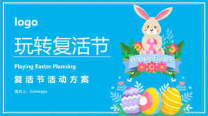 Cartoon Rabbit Egg Background Play Easter Activity Planning PPT Template Download