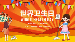 Descargue la plantilla PPT del Día Mundial de la Salud de dibujos animados cálidos