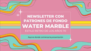 Retro lat 70. Cool Water Marble Background Patterns Newsletter