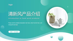 Grüne und frische Produkteinführung für Bonsai-Teeset-Hintergrund-PPT-Vorlage herunterladen