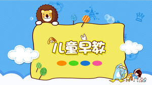 Descargue la plantilla PPT para la educación temprana de los niños con fondo de animales de dibujos animados