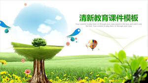 Green Grassland Background Children's Education and Training Courseware PPT Template