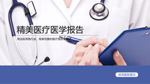 Faça o download do modelo PPT de relatório médico minimalista azul para os antecedentes dos médicos