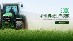 Pobierz szablon PPT do produkcji maszyn rolniczych ze zbiorem traktorów w tle pola pszenicy