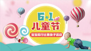 1 Haziran bebek emekleme yarışmasında ebeveyn-çocuk etkinlikleri için PPT şablonunu indirin