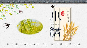Scarica il modello PPT per introdurre il termine solare Xiaoman sullo sfondo di spighe di grano e rondini
