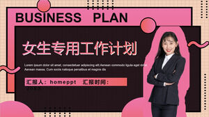Download de modelo de PPT de plano de trabalho específico para meninas de moda personalizada rosa