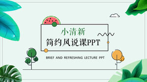 Download do modelo de PPT de ensino verde fresco dos desenhos animados