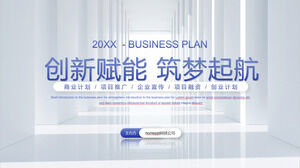 Pobierz jasnoniebieski szablon biznesplanu PPT dla „Wzmocnienia innowacyjności, budowania marzeń i żeglowania”