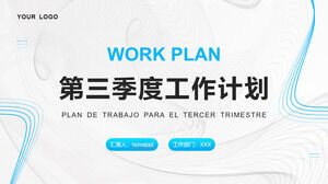 Mavi eğri arka planlı üç aylık çalışma planı PPT şablonunu indirin