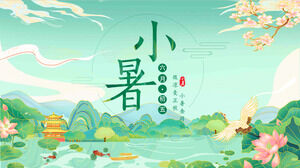 Narin yeşil ve taze Çin-Şık tarzı yaz festivali tanıtımı PPT şablonu indir