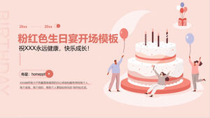 Download do modelo de PPT de abertura de festa de aniversário quente rosa