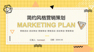 黄色のグリッドの背景を持つマーケティング計画PPTテンプレートの無料ダウンロード