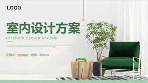 Plantilla PPT del esquema de diseño de interiores verde y fresco Descargar