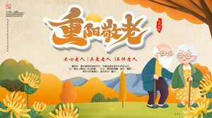 Modèle PPT pour le thème du respect des personnes âgées à Chongyang sur fond de chrysanthèmes d'automne